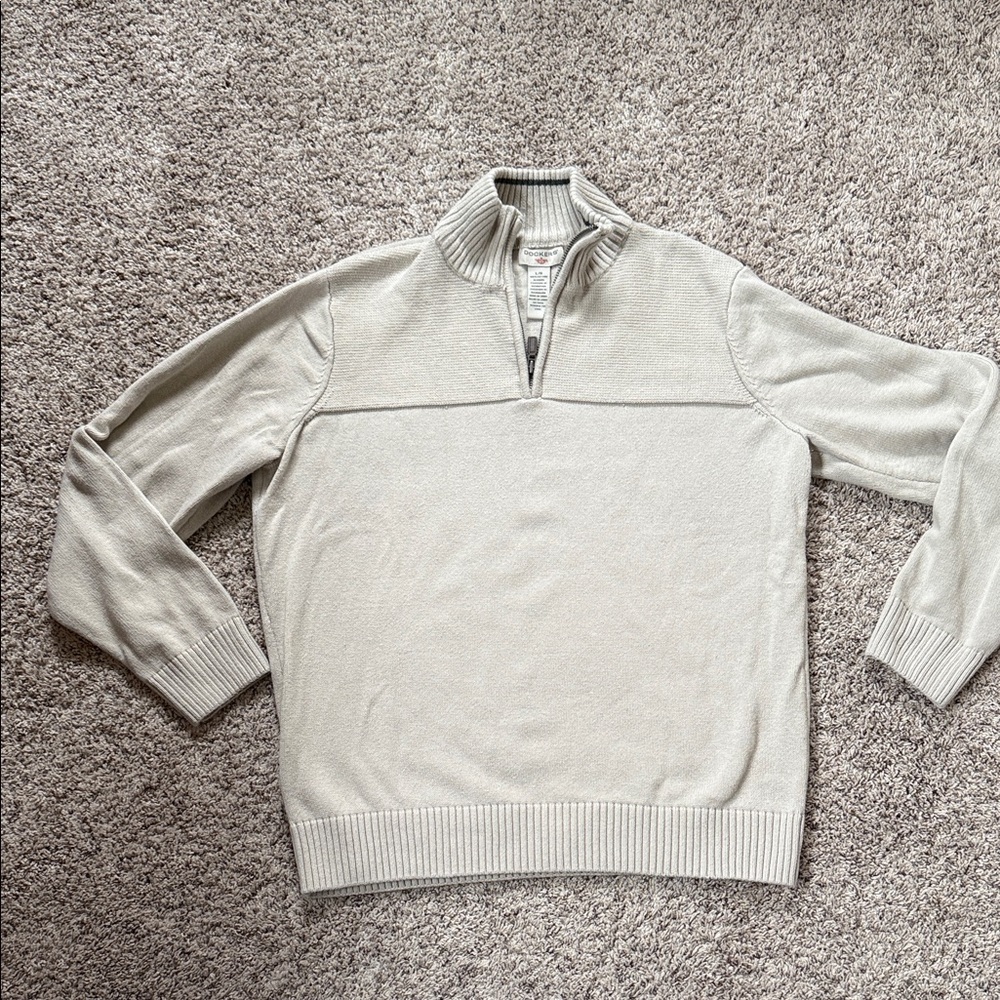 Dockers Men's Cream Quarter Zip Sweater 100% Cotton - Picture 2 of 7